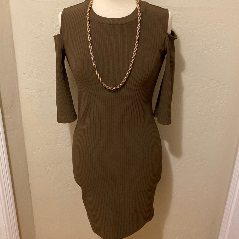 Olive green body con dress